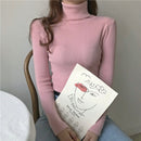 Zoki 2022年新款女士套头高领毛衣秋季长袖修身弹力韩版简约百搭实色上衣