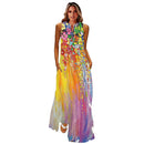 MOVOKAKA Spring Summer Print Long Dress Women Beach Holiday Casual Fashion Elegant Dresses Party Sleeveless V Neck Maxi Dresses
