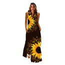 MOVOKAKA Spring Summer Print Long Dress Women Beach Holiday Casual Fashion Elegant Dresses Party Sleeveless V Neck Maxi Dresses
