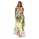 MOVOKAKA Spring Summer Print Long Dress Women Beach Holiday Casual Fashion Elegant Dresses Party Sleeveless V Neck Maxi Dresses
