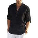 2022 New Men's Casual Blouse Cotton Linen Shirt Loose Tops Long Sleeve Tee Shirt Spring Autumn Casual Handsome Men's Shirts