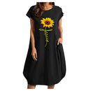 Women Casual O-Neck Short Sleeve Mid-Calf Summer Dress With Pocket Denim Basic Solid Dress Beach Party Loose Dress Holiday