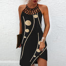 Sexy Dress Women Beach Mini Dress Fashion Dress Women Summer Sleeveless Hollow Elegant Boho Party Dress Print Vestido 2022
