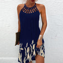 Sexy Dress Women Beach Mini Dress Fashion Dress Women Summer Sleeveless Hollow Elegant Boho Party Dress Print Vestido 2022