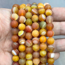 Natural Orange Stripe Onyx Agates Round Beads Diy Bracelet Necklace for Jewelry Making Accessories 15" Strand 4 6 8 10 12 14MM