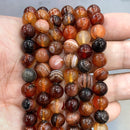 Natural Orange Stripe Onyx Agates Round Beads Diy Bracelet Necklace for Jewelry Making Accessories 15" Strand 4 6 8 10 12 14MM