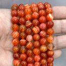 Natural Orange Stripe Onyx Agates Round Beads Diy Bracelet Necklace for Jewelry Making Accessories 15" Strand 4 6 8 10 12 14MM