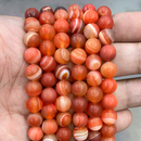 Natural Orange Stripe Onyx Agates Round Beads Diy Bracelet Necklace for Jewelry Making Accessories 15" Strand 4 6 8 10 12 14MM