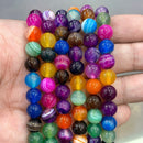 Natural Orange Stripe Onyx Agates Round Beads Diy Bracelet Necklace for Jewelry Making Accessories 15" Strand 4 6 8 10 12 14MM