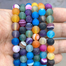 Natural Orange Stripe Onyx Agates Round Beads Diy Bracelet Necklace for Jewelry Making Accessories 15" Strand 4 6 8 10 12 14MM