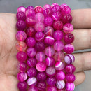 Natural Orange Stripe Onyx Agates Round Beads Diy Bracelet Necklace for Jewelry Making Accessories 15" Strand 4 6 8 10 12 14MM