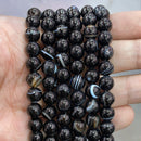 Natural Orange Stripe Onyx Agates Round Beads Diy Bracelet Necklace for Jewelry Making Accessories 15" Strand 4 6 8 10 12 14MM