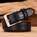 Men's Leather High Quality Classic Belt Alloy Pin Buckle Men's Matching Jeans Business Cowhide Belt Black Color Dark Brown Color