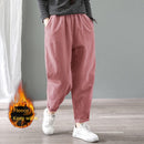 Velvet Warm Winter Pants for Women Elastic Waist Corduroy Harem Pant Loose Solid Pockets Oversize Streetwear Trousers Women