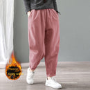 Velvet Warm Winter Pants for Women Elastic Waist Corduroy Harem Pant Loose Solid Pockets Oversize Streetwear Trousers Women