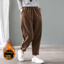 Velvet Warm Winter Pants for Women Elastic Waist Corduroy Harem Pant Loose Solid Pockets Oversize Streetwear Trousers Women