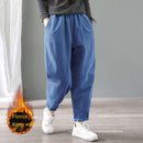 Velvet Warm Winter Pants for Women Elastic Waist Corduroy Harem Pant Loose Solid Pockets Oversize Streetwear Trousers Women