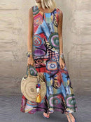 2022 Autumn Summer ZANZEA Pleated Dress Women Vintage Vestidos Robe Printed Long Maxi Dresses  Femme 3/4 Sleeve Tunic