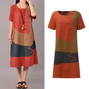 ZANZEA 2022 Womens Autumn Sundress Stitching Maxi Dress Casual Long Sleeve Tunic Vestidos Female Cotton Linen Robe