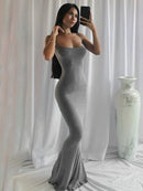 BOOFEENAA Strap Backless Long Maxi Dresses Party Club Vacation Outfits for Women Sexy Casual Summer Dress 2022 Wholesale C85CZ24