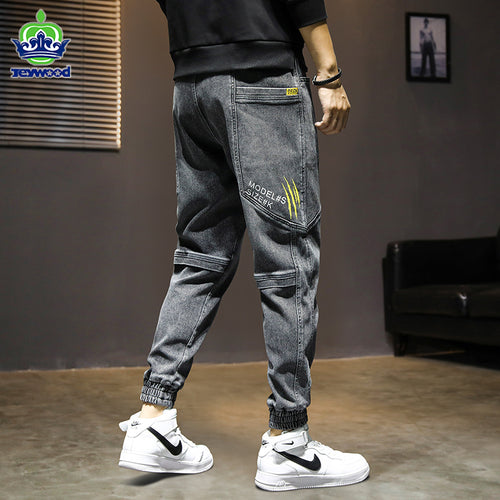 Spring Summer Baggy Men's Cargo Jeans Fashion Harlan Cotton Streetwear Harajuku Pants Joggers Elastic Waist Trousers Male M-5XL