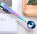 Two-in-one Stainless Steel Coffee Spoon Sealing Clip Kitchen Gold Accessories Recipient Cafe Expresso Cucharilla Decoration