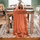 Dinning table decoration rust table runner set wedding decoration cotton gauze dusty blue napkins gift table runners