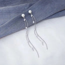 Korean Vintage Glossy Arc Bar Long Tassel Drop Earrings for Women Gold Geometric Fashion Jewelry Luxury Hanging Pendientes