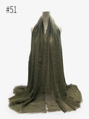 Pleated Plain Hijab Scarf Muslim Women Cotton Crinkle Headband Veil Scarves 2021 Fashion Islamic Headscarf Head Wraps Turban