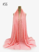 Pleated Plain Hijab Scarf Muslim Women Cotton Crinkle Headband Veil Scarves 2021 Fashion Islamic Headscarf Head Wraps Turban