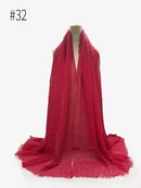 Pleated Plain Hijab Scarf Muslim Women Cotton Crinkle Headband Veil Scarves 2021 Fashion Islamic Headscarf Head Wraps Turban