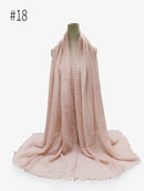 Pleated Plain Hijab Scarf Muslim Women Cotton Crinkle Headband Veil Scarves 2021 Fashion Islamic Headscarf Head Wraps Turban