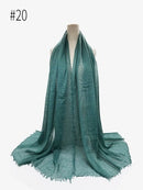 Pleated Plain Hijab Scarf Muslim Women Cotton Crinkle Headband Veil Scarves 2021 Fashion Islamic Headscarf Head Wraps Turban