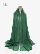 Pleated Plain Hijab Scarf Muslim Women Cotton Crinkle Headband Veil Scarves 2021 Fashion Islamic Headscarf Head Wraps Turban