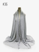 Pleated Plain Hijab Scarf Muslim Women Cotton Crinkle Headband Veil Scarves 2021 Fashion Islamic Headscarf Head Wraps Turban