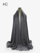 Pleated Plain Hijab Scarf Muslim Women Cotton Crinkle Headband Veil Scarves 2021 Fashion Islamic Headscarf Head Wraps Turban