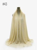 Pleated Plain Hijab Scarf Muslim Women Cotton Crinkle Headband Veil Scarves 2021 Fashion Islamic Headscarf Head Wraps Turban