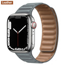 Leather Link For Apple Watch Band 44mm 40mm 41mm 45mm 42mm 38mm Original Magnetic Loop bracelet iWatch Series 3 5 4 SE 6 7 Strap