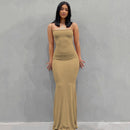 Satin Slip Sleeveless Backless Maxi Dress Women 2022 Y2k Summer Bodycon Elegant Sexy Outfits Ladies Birthday Party Club Sundress