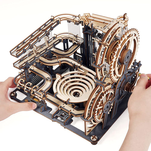 Robotime Rokr 5 Kinds Marble Run Set DIY Wooden Model Building Block Kits Assembly Toy Gift for Children Adult