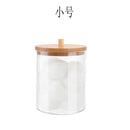 Cotton Swab Organizer Storage Bamboo Cover Acrylic Round Organizer Boxes Makeup Storage Box Plastic Container with Bamboo Lid