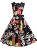 Blue Lace Patchwork Summer Dress Women Elegant Vintage Party Dress Casual Office Ladies Work Dress