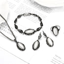 MINHIN Women Delicate Gold Bridal Jewelry Sets Rhinestone Pendant Collar Bracelet Crystal Earrings Rings Wedding Accessories